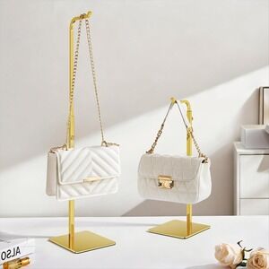 Shiny Gold Purse Display Stand, Adjustable Handbag Holder - 2 Pack